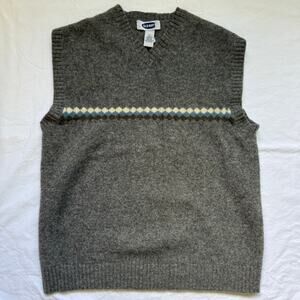 Vintage Old Navy 1999 Y2K Grey Lambswool Sweater Vest Women’s L Preppy